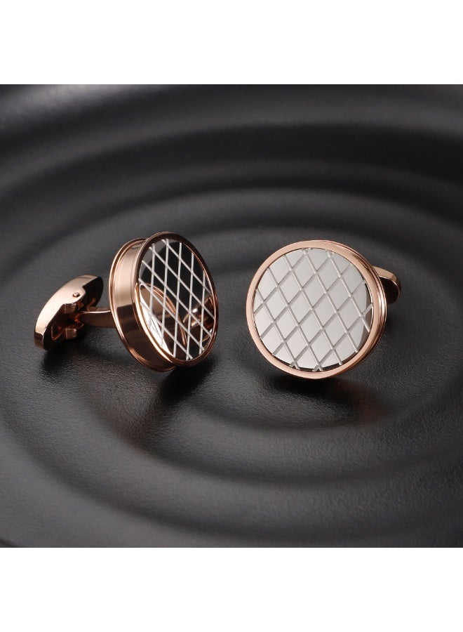 زنك أزرار أكمام زينك رجالي من الستانلس ستيل باللونين الذهبي الوردي والفضي | ZJCL004RG - Image 4