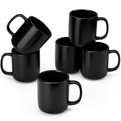 vancasso Stoneware Coffee Mugs Set 16 oz Ceramic Coffee Cups for Americano Hot Tea Iced Coffee Cold Brew Cocoa Milk Mugs Set of 6 Dishwasher Microwave Safe Matte Black - Image 1