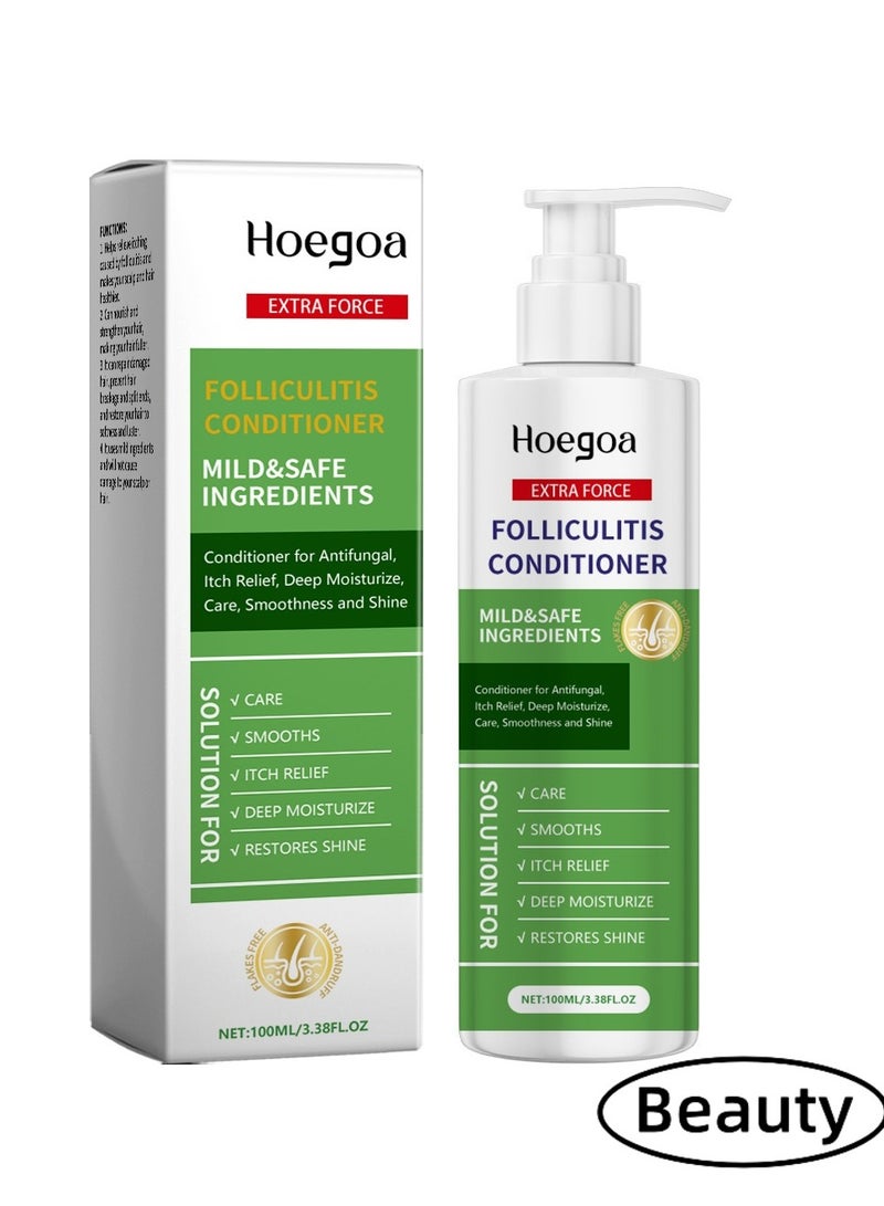 Folliculitis Antibacterial Itch Relief Conditioner: Tea Tree Oil  Moroccan Argan Oil - Deep Hydration  Repair - Nourishes, Smooths, Restores Shine - Safe for Dry or Damaged Hair 100ml - Image 1