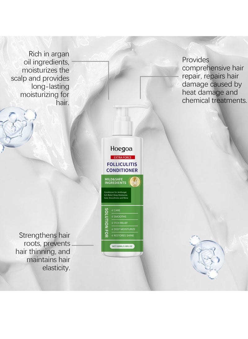 Folliculitis Antibacterial Itch Relief Conditioner: Tea Tree Oil  Moroccan Argan Oil - Deep Hydration  Repair - Nourishes, Smooths, Restores Shine - Safe for Dry or Damaged Hair 100ml - Image 5
