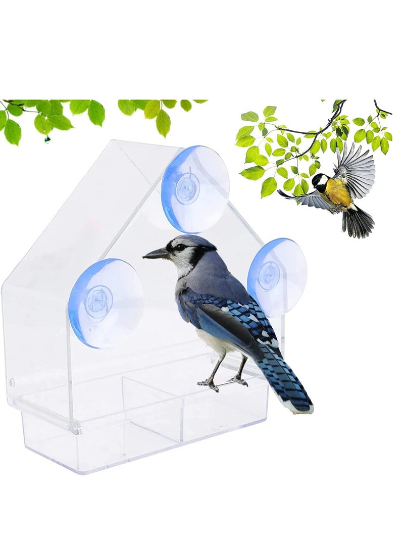 SOLARAE Clear Bird Feeder Window Bird Feeder Hanging Peanut Wreath Bird Feeder Wild Bird Feeder Best for Wild Birds, Easy to Clean, for Outdoor Garden Window White - Image 1