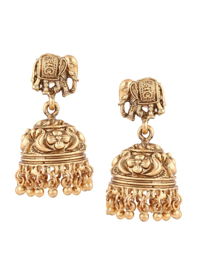 Priyaasi Dome Shaped Oxidised Jhumkas Earrings