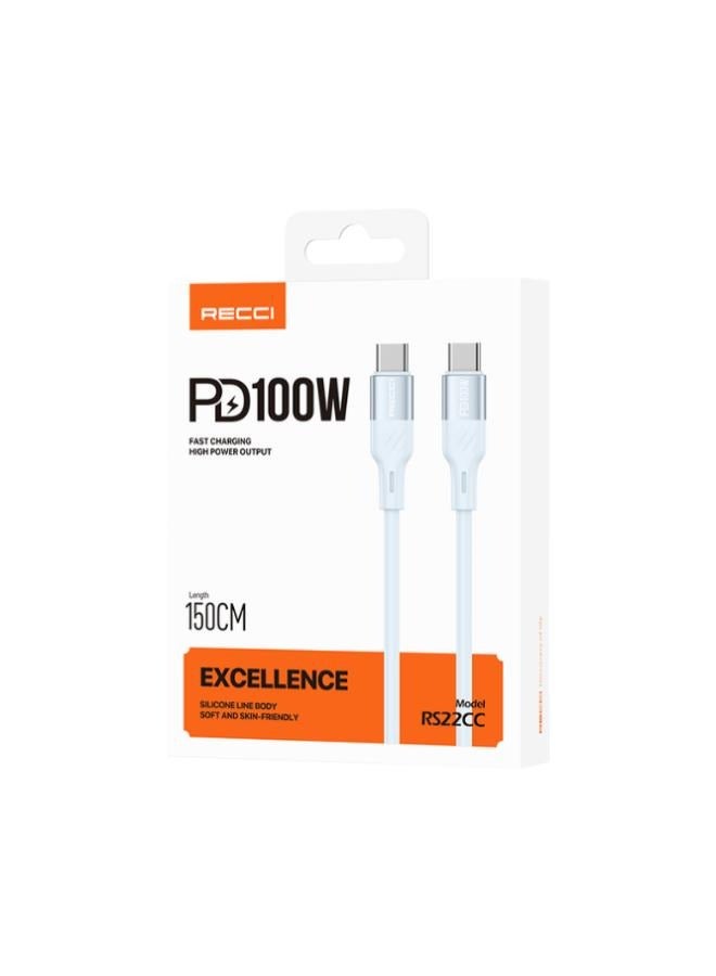 Recci RS22CC PD 100w Excellence Type-C To Type-C 150cm Cable - Image 2