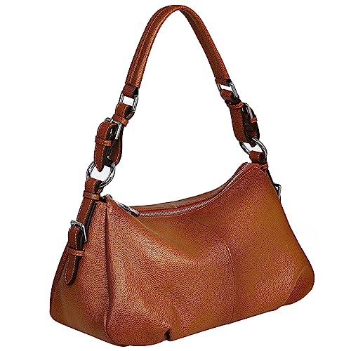 HESHE Leather Purses and Handbags Hobo Shoulder Bags Tote Bag Crossbody Purse Ladies Designer Satchel Bags (Sorrel) - Image 1