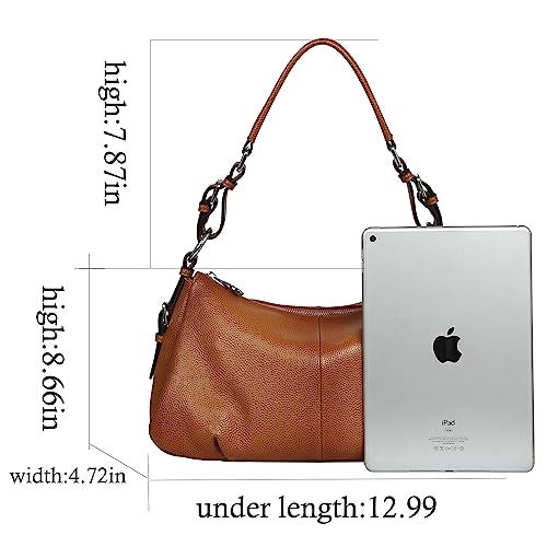 HESHE Leather Purses and Handbags Hobo Shoulder Bags Tote Bag Crossbody Purse Ladies Designer Satchel Bags (Sorrel) - Image 4