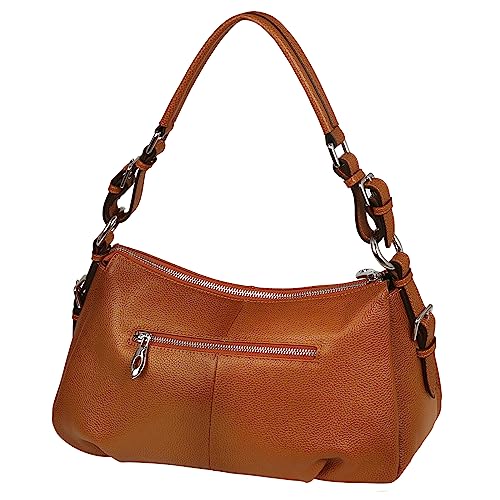 HESHE Leather Purses and Handbags Hobo Shoulder Bags Tote Bag Crossbody Purse Ladies Designer Satchel Bags (Sorrel) - Image 3