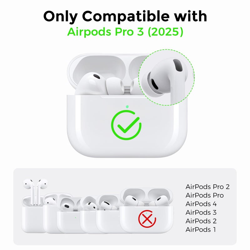 AhaStyle AirPods Pro 3 Case Cover (2025) with Cleaning Kit Soft Silicone AirPods Pro 3rd Generation Case with Lanyard Full Body Shockproof Cover Skin for Apple AirPods Pro 3rd Gen 2025 - Image 2