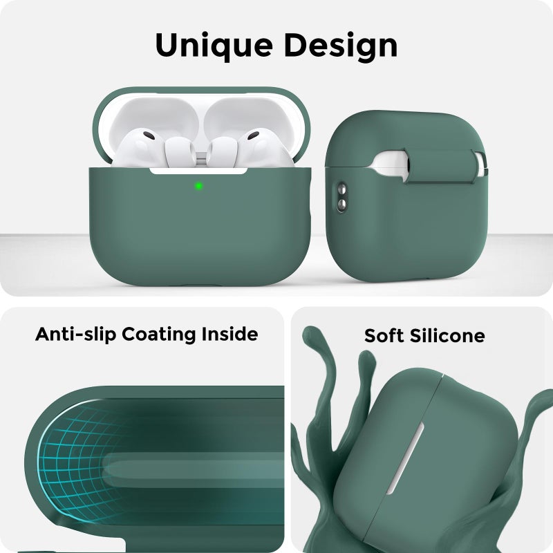 AhaStyle AirPods Pro 3 Case Cover (2025) with Cleaning Kit Soft Silicone AirPods Pro 3rd Generation Case with Lanyard Full Body Shockproof Cover Skin for Apple AirPods Pro 3rd Gen 2025 - Image 4