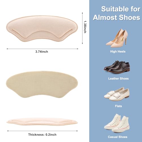 Comfowner 6 Pairs Comfowner Heel Cushion Pads, Comfort Shoe Grips Snugs for Big Shoes Loose Blisters and Pain, Protectors Liners Men Women - Image 3