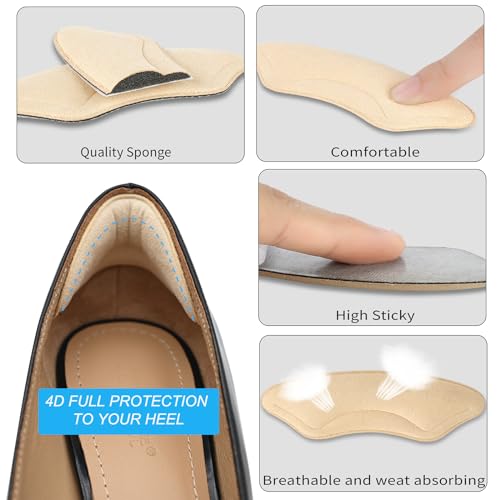 Comfowner 6 Pairs Comfowner Heel Cushion Pads, Comfort Shoe Grips Snugs for Big Shoes Loose Blisters and Pain, Protectors Liners Men Women - Image 4