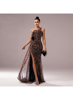 Madam Uniq One-Shoulder Asymmetrical Neck Bodycon Fishtail Evening Dress with Slit for Parties  - Image 4