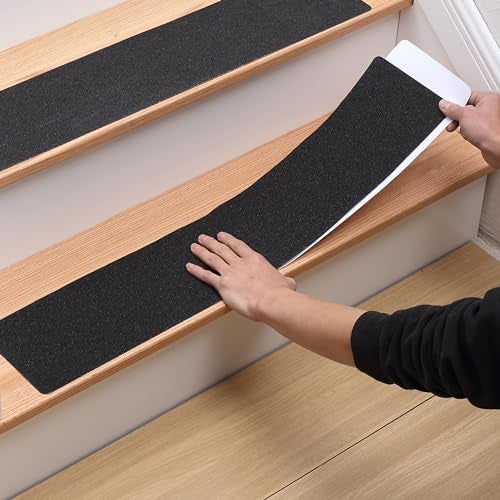 MBIGM 8-Pack Non-Slip Outdoor Stair Treads - Anti Slip 6" X 30" Grip Tape Adhesive Strips - Heavy Duty Traction for Steps, Staircase, Deck - Image 1