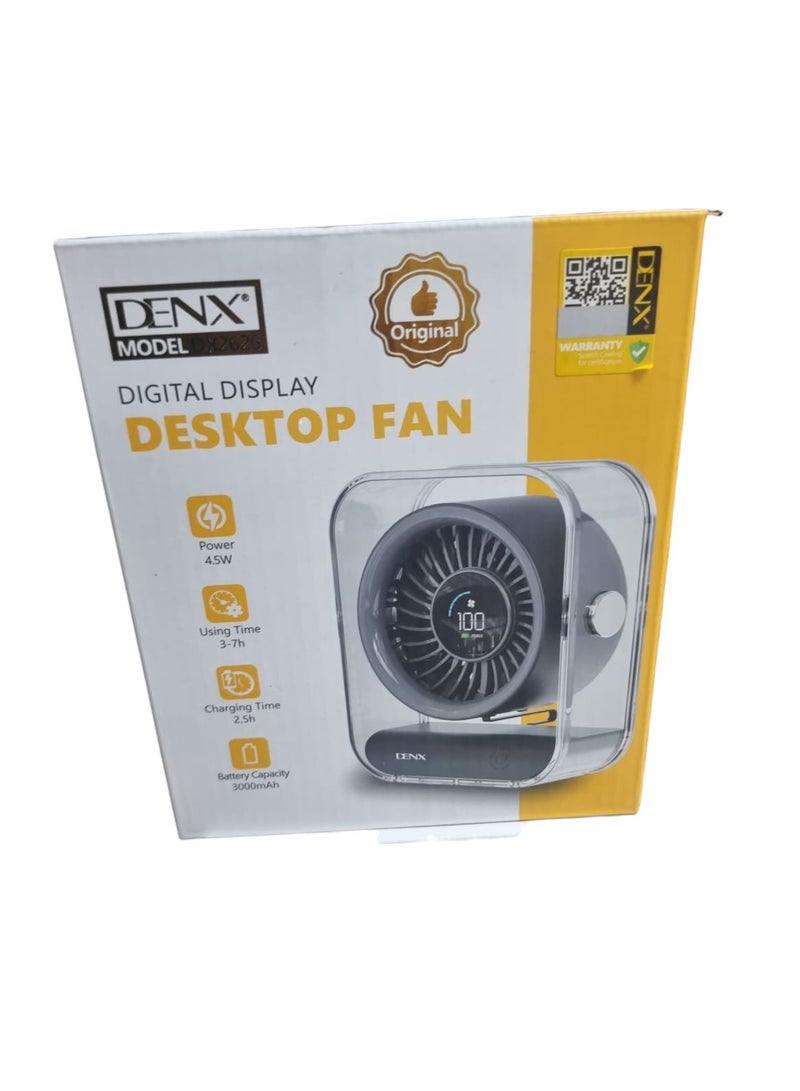 دينكس مروحة تكييف هواء شفافة من DENX، مروحة تبريد هواء صغيرة محمولة مزودة برذاذ وإضاءة LED، مروحة مكتب قابلة لإعادة الشحن، مرطب هواء شخصي للمنزل والمكتب والسفر، تعمل باللمس DX2626