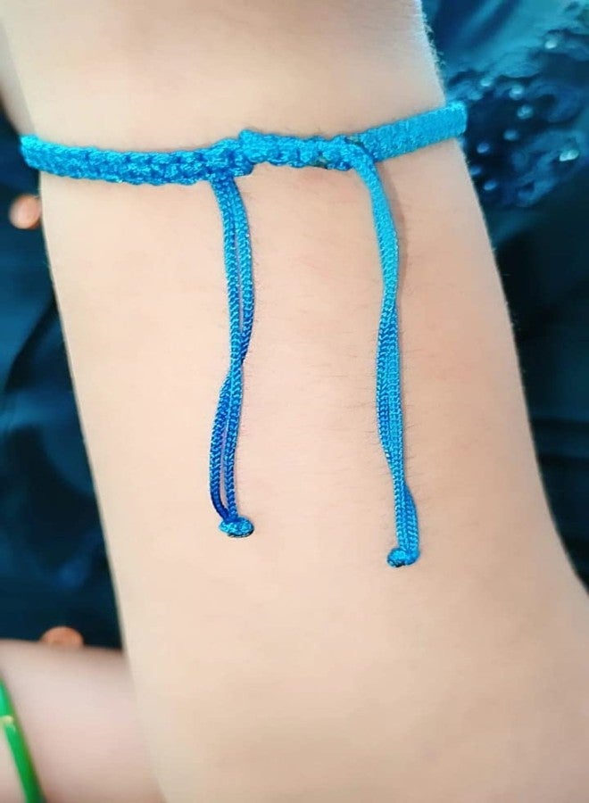 Jyokrish Handmade Adjustable Blue Thread Knot Bracelet for Unisex |Boys| Men | Girls |Women | Bracelet for adult |Free Size |Pack of 1| Friendship Band |Rakhi |bandhan… - Image 3