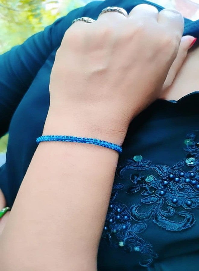 Jyokrish Handmade Adjustable Blue Thread Knot Bracelet for Unisex |Boys| Men | Girls |Women | Bracelet for adult |Free Size |Pack of 1| Friendship Band |Rakhi |bandhan… - Image 4