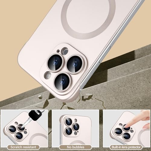 Omio Magnetic Slim Case for iPhone 16 Pro Max Compatible with MagSafe, Matte PC Ultra-Thin Bumper Frameless Borderless Minimalist Design with Camera Lens Protector for Men Women, Desert Titanium - Image 3