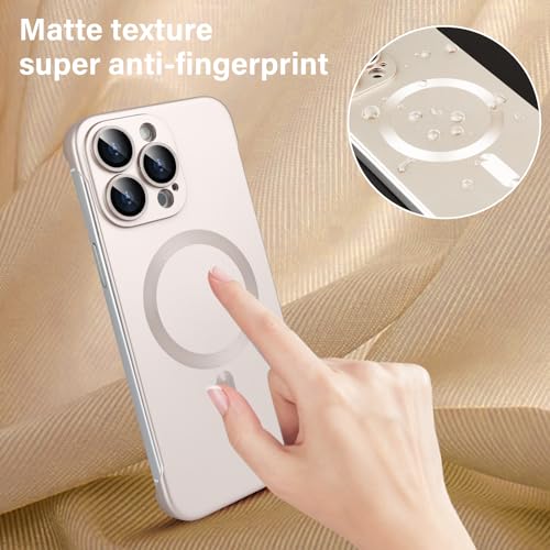 Omio Magnetic Slim Case for iPhone 16 Pro Max Compatible with MagSafe, Matte PC Ultra-Thin Bumper Frameless Borderless Minimalist Design with Camera Lens Protector for Men Women, Desert Titanium - Image 5