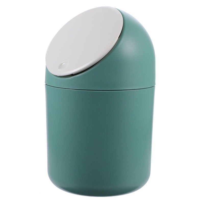 Green Push Open Mini Desktop Waste Bin With Lid 12 5x12 5x20cm For Office Home - Image 2