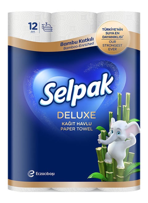 3 Ply Deluxe Bamboo Enriched Paper Towel 12 Rolls