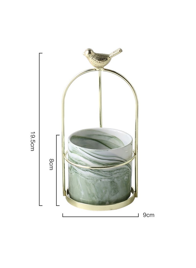 Y&D Handheld Little Vase Creative Iron Art Dry Flower Vase Tabletop Ceramic Bow Knot Succulent Flower Pot Decoration  - Image 1