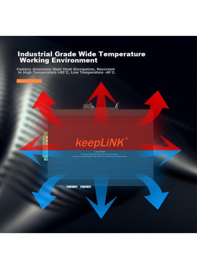 keepLiNK مفتاح كيبلينك Kp-9000 الصناعي، 8 منافذ 100 ميجابت في الثانية غير مُدار، مثبت على سكة - Image 3