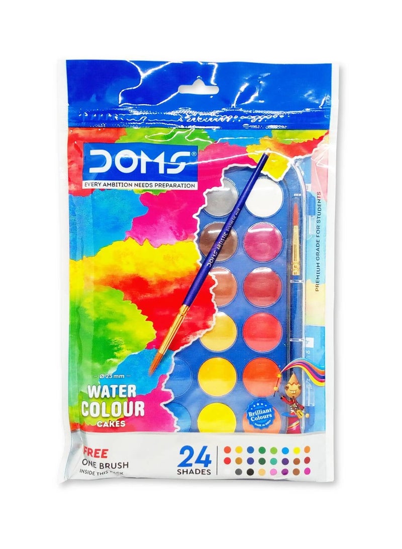 دومس دومز 24 قطعة كيك ألوان مائية (23 ملم) + 1 قطعة. فرشاة - Image 1