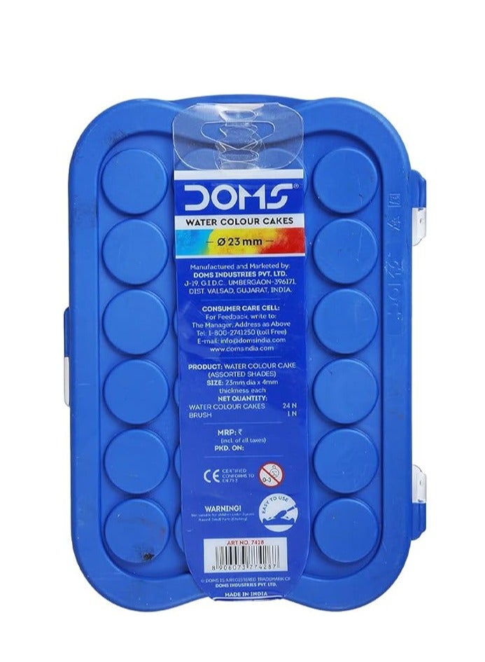 دومس دومز 24 قطعة كيك ألوان مائية (23 ملم) + 1 قطعة. فرشاة - Image 2