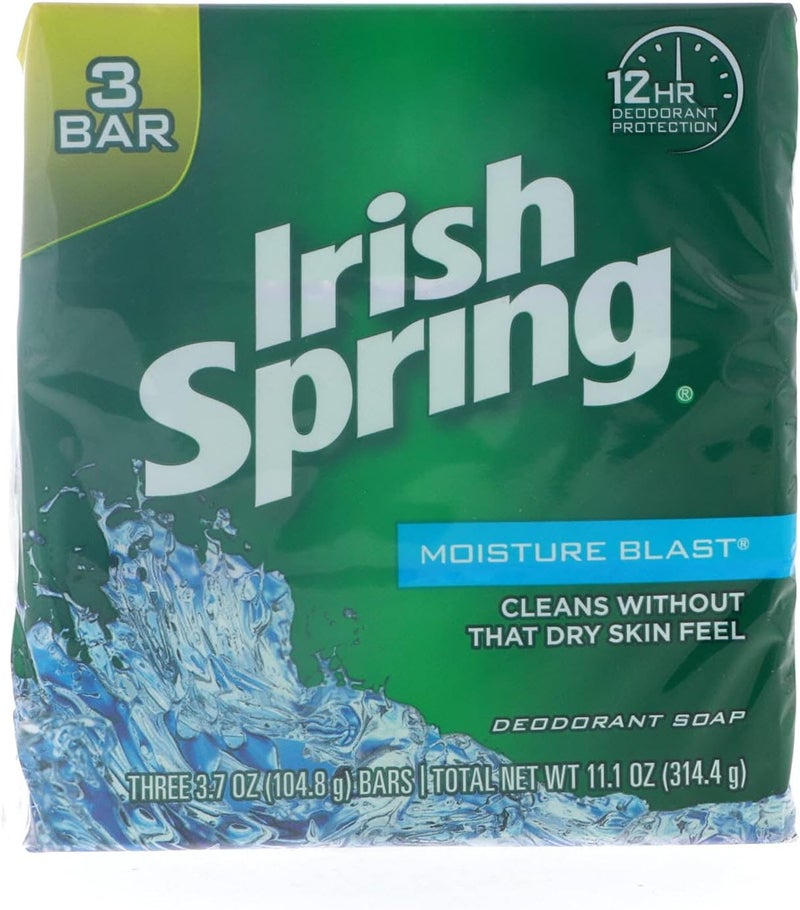 Irish Spring Deodorant Soap Moisture Blast - 3 Bars (3.75 oz each) - Total 11.1 oz - Image 1