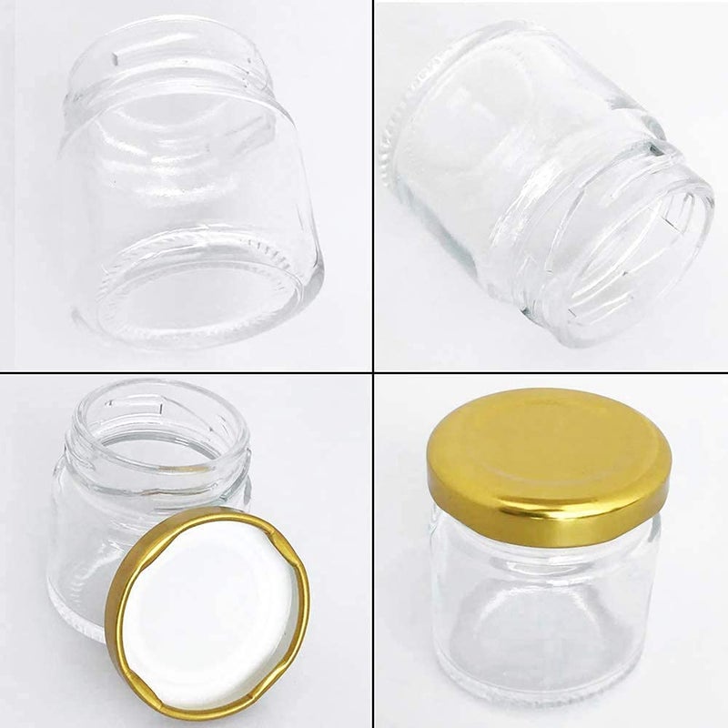 Ezalla Small Glass Jars for Candle Making with lid 50 ml Clear Round Shape Golden Airtight Metal Lid Empty Mini Glass Jars Mini Mason Jars for Gifts Wedding Spice Jars Party Favors 12 - Image 3