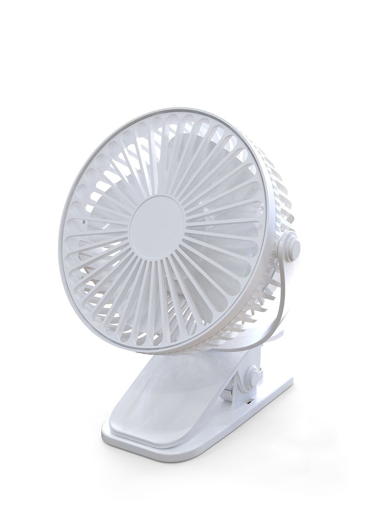 Portable Clip on Fan Rechargeable, 3 Speeds Small Battery Operated Fan, USB Desk Fan with Strong Airflow, Sturdy Clamp for Golf Cart Office Outdoor Travel Camping - Image 1