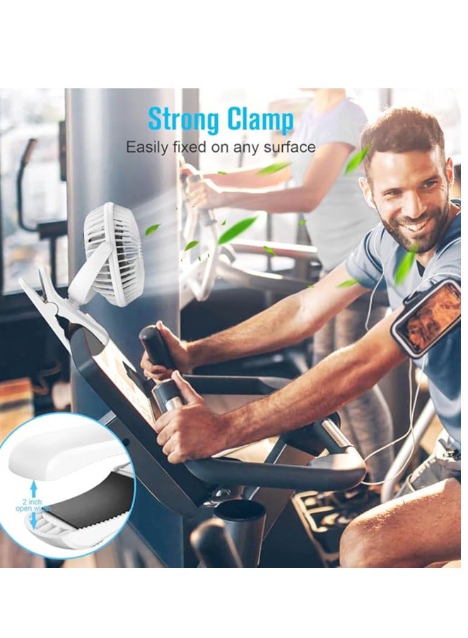 Portable Clip on Fan Rechargeable, 3 Speeds Small Battery Operated Fan, USB Desk Fan with Strong Airflow, Sturdy Clamp for Golf Cart Office Outdoor Travel Camping - Image 2