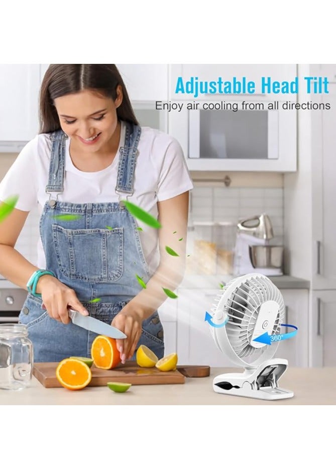 Portable Clip on Fan Rechargeable, 3 Speeds Small Battery Operated Fan, USB Desk Fan with Strong Airflow, Sturdy Clamp for Golf Cart Office Outdoor Travel Camping - Image 3