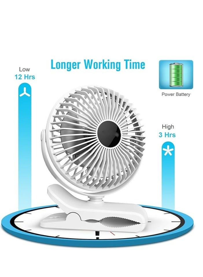 Portable Clip on Fan Rechargeable, 3 Speeds Small Battery Operated Fan, USB Desk Fan with Strong Airflow, Sturdy Clamp for Golf Cart Office Outdoor Travel Camping - Image 4
