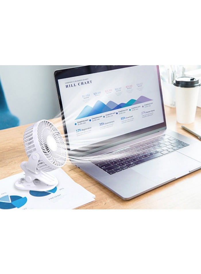 Portable Clip on Fan Rechargeable, 3 Speeds Small Battery Operated Fan, USB Desk Fan with Strong Airflow, Sturdy Clamp for Golf Cart Office Outdoor Travel Camping - Image 5