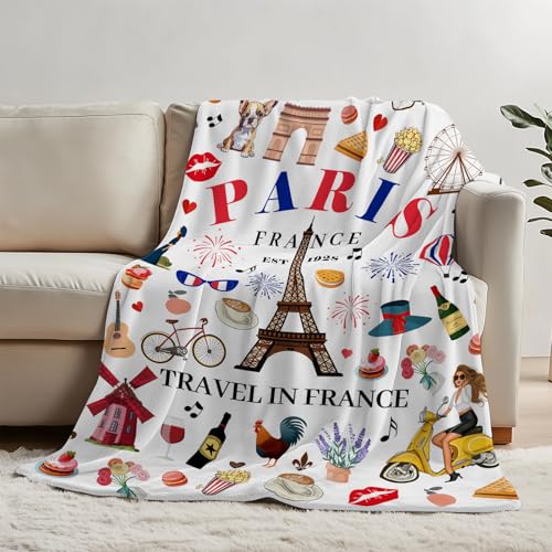 Nahjiiem Paris Travel Souvenir Gifts Throw Blanket, France Travel Essentials Must Haves, Paris City Themed Souvenirs for Traveller, France Travel Favors Soft Blanket 50 * 60in - Image 3