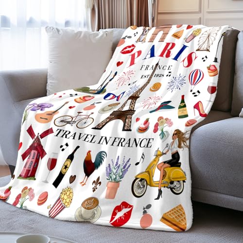 Nahjiiem Paris Travel Souvenir Gifts Throw Blanket, France Travel Essentials Must Haves, Paris City Themed Souvenirs for Traveller, France Travel Favors Soft Blanket 50 * 60in - Image 4