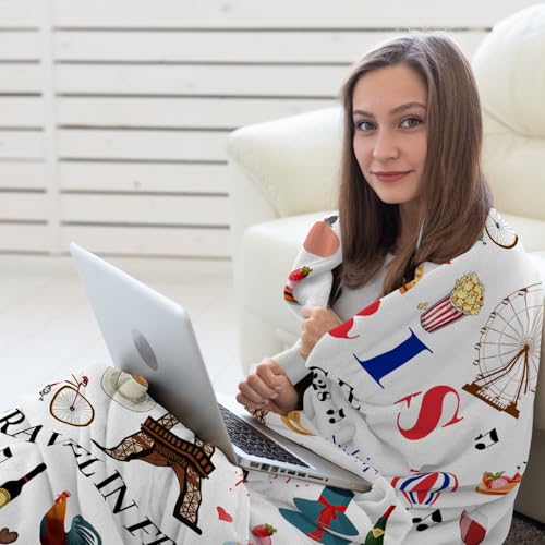 Nahjiiem Paris Travel Souvenir Gifts Throw Blanket, France Travel Essentials Must Haves, Paris City Themed Souvenirs for Traveller, France Travel Favors Soft Blanket 50 * 60in - Image 5