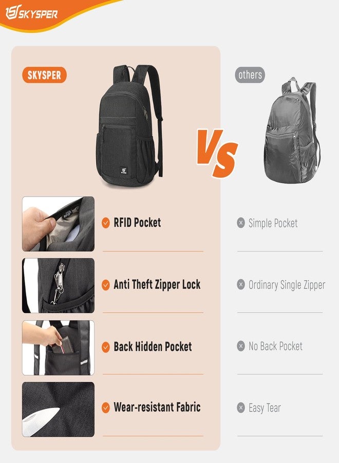SKYSPER Anti Theft Hiking Backpack, 20L RFID Packable Travel Daypack, Lightweight Foldable Back Pack for Walking Daytrip - Image 5