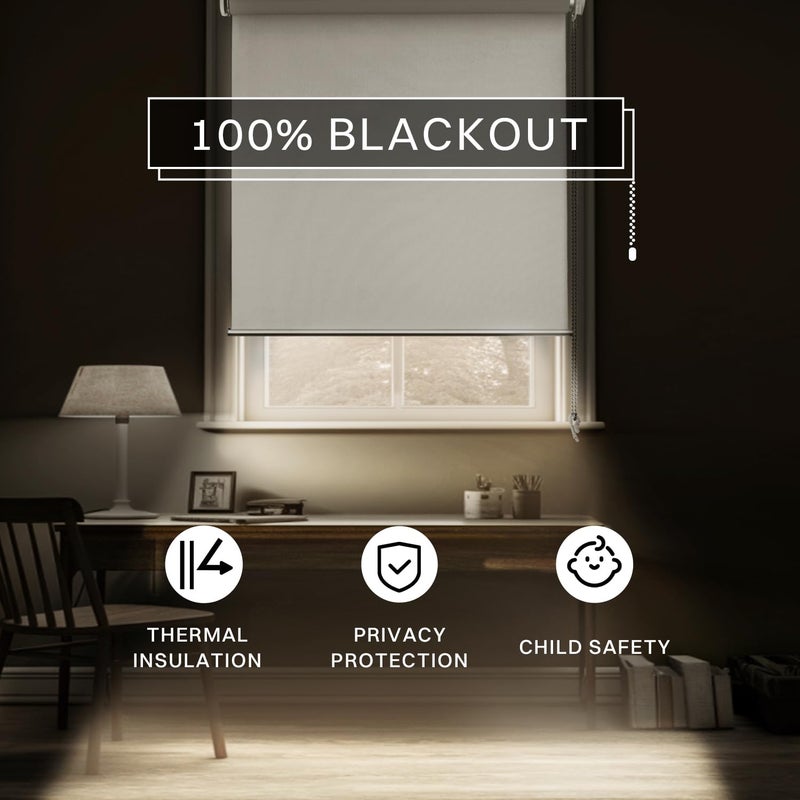 Hidpriva No Drill No Tools 100% Blackout Roller Shade | UV Protection | Easy-Care Fabric | Roller Blind for Windows & Doors | Pull Down Window Shade - Grey (20" W x 75" H) - Image 4