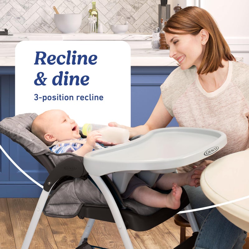 Graco Slim Snacker High Chair, Ultra Slim, Fast-Folding, Multiple Recline Positions, Comfortable Feeding, Whisk - Image 4