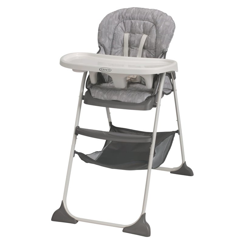 Graco Slim Snacker High Chair, Ultra Slim, Fast-Folding, Multiple Recline Positions, Comfortable Feeding, Whisk - Image 1