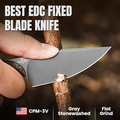 Kizer Mini Harpoon Fixed Blade Knife with Sheath, 3V Blade Hunting Knife with Micarta Handle, Camping Fixed Blade Small EDC Knives for Hiking, Survival 1040SM1 - Image 2