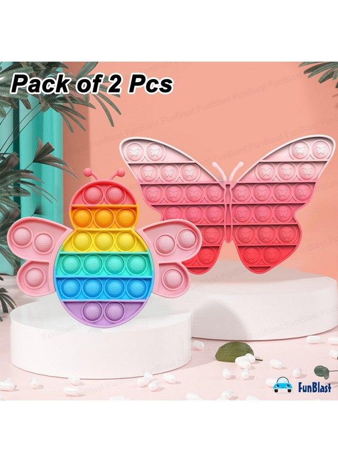 FunBlast FunBlast Pop It Fidget Toy, Autism Special Needs Silicone Stress Reliever, Squeeze Sensory Toy (Butterfly+Bee)  - Image 2