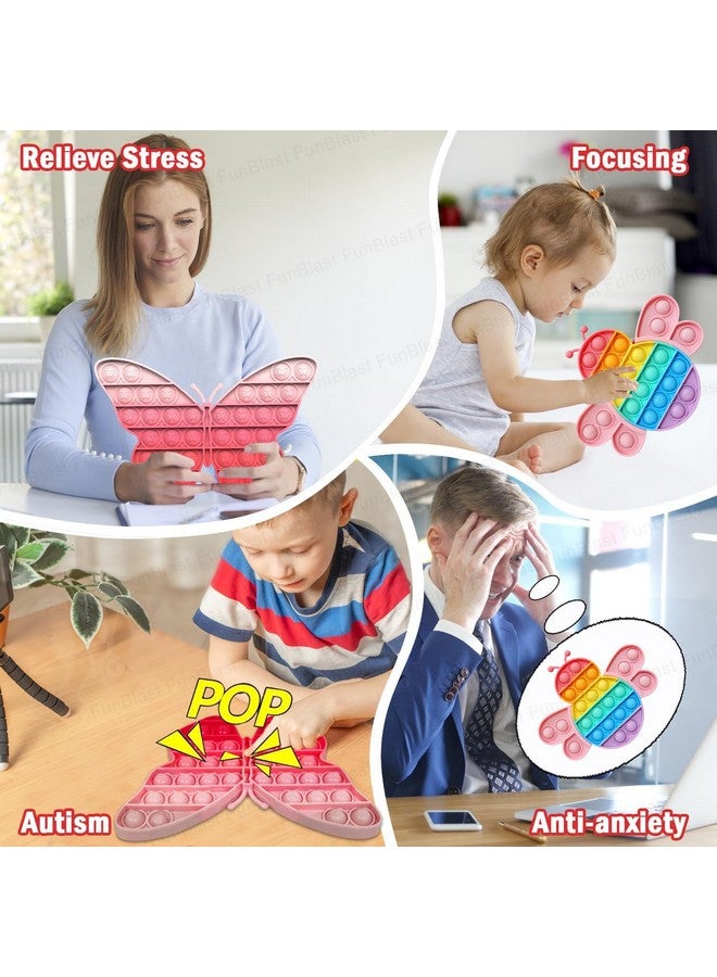 FunBlast FunBlast Pop It Fidget Toy, Autism Special Needs Silicone Stress Reliever, Squeeze Sensory Toy (Butterfly+Bee)  - Image 4
