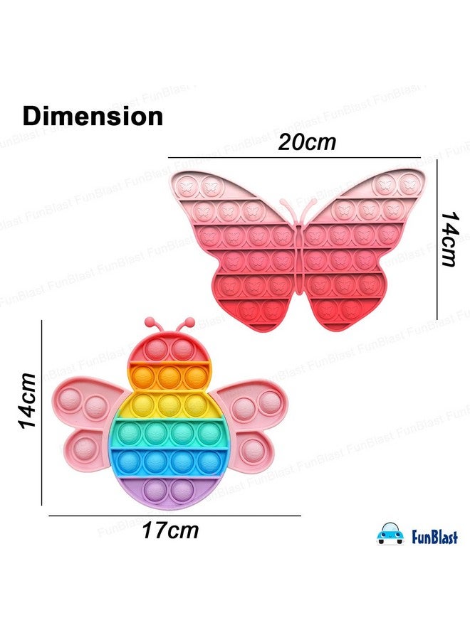 FunBlast FunBlast Pop It Fidget Toy, Autism Special Needs Silicone Stress Reliever, Squeeze Sensory Toy (Butterfly+Bee)  - Image 3