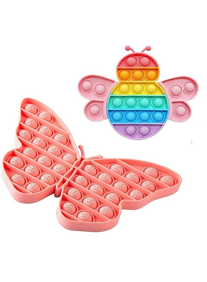 FunBlast FunBlast Pop It Fidget Toy, Autism Special Needs Silicone Stress Reliever, Squeeze Sensory Toy (Butterfly+Bee)  - Image 1