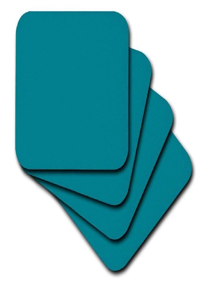 3dRose Plain Teal Blue - Simple Modern Contemporary Solid One Single Color - Turquoise Blue-Green - Soft Coasters, Set of 4 (CST_159850_1) - Image 1