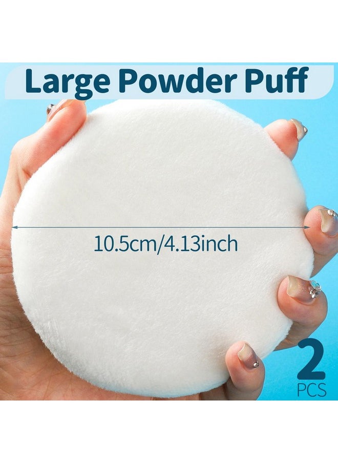 Teenitor - Teenitor 2pcs Powder Puff, 4.13 Inch Powder Puff for Body Powder, Body Powder Puff Large Powder Puff Loose Powder Puffs Soft Velour Body Powder Puff and Container White - Image 1