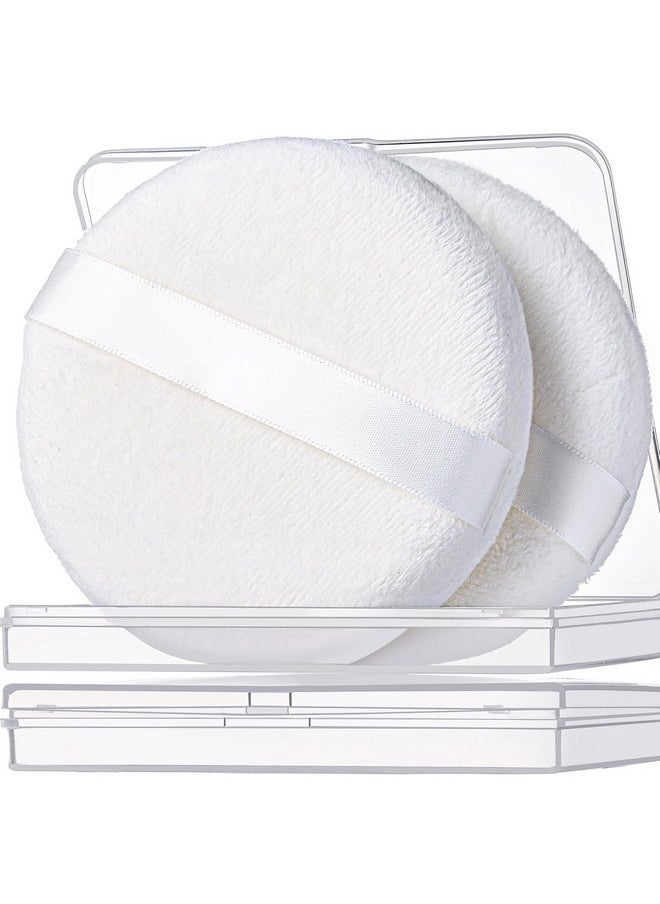 Teenitor - Teenitor 2pcs Powder Puff, 4.13 Inch Powder Puff for Body Powder, Body Powder Puff Large Powder Puff Loose Powder Puffs Soft Velour Body Powder Puff and Container White - Image 1