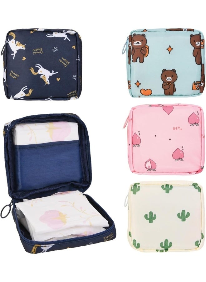 حقيبة تخزين فوط صحية صغيرة محمولة وحقيبة تخزين فوط الرضاعة، حقيبة الدورة الشهرية سهلة السفر، حقيبة مكياج صغيرة ومحفظة عملات معدنية بسحاب للنساء والفتيات المراهقات - Image 1